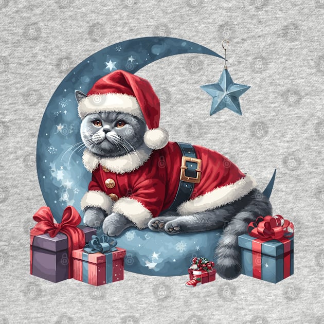 British Shorthair Cat On The Moon Christmas by Graceful Designs